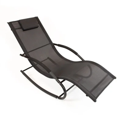 Image of GardenKraft Garden Steel Textilene Rocking Lounge Chair Black
