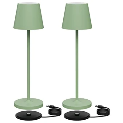 Image of K Bright LED Table Lamp with Contact Charging Base 2W 3000K Rechargeable IP54 Outdoor/Indoor Green 2pcs