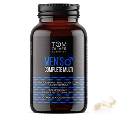 Image of Tom Oliver Nutrition Men&#039;s Complete Multivitamin with CoQ10, B Complex, Vitamin A, D3 +K2, Zinc &amp; Magnesium, 60 Count