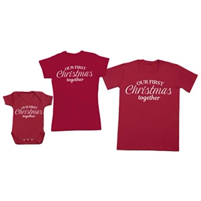 Image of The Gift Project First Christmas Together Family Matching Tops Red T Shirts Create Your Set (Sold Separately), S