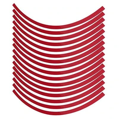 Image of 16Pcs Wheel Stickers,PVC Reflective Pinstripe Protection Tape Sticker Universal Decoration Film for 16 19 inch Car Bike Mortorcycle Wheels (Bright Red)