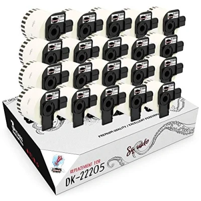 Image of Squuido 20 Rolls DK 22205 DK22205 Continuous Labels Compatible with Brother P Touch QL 500 550 560 570 580 700 710W 720NW 800 810W 820NWB 1100 1110NWB 62mm x 30.48m