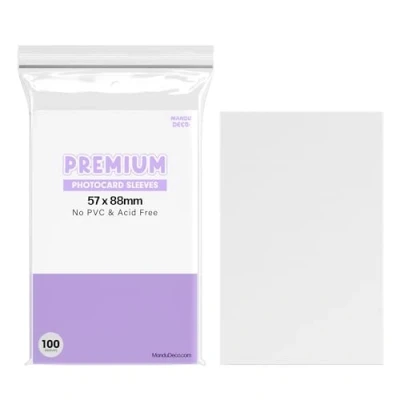 Image of Mandu Deco Kpop Photocard Sleeves Clear Polypropylene Card Protector for Albums Photocards, PVC Free and Acid Free, 100 per Pack (57x88mm)