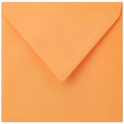 Image of Clairefontaine Ref 5598C Pollen Envelopes (Pack of 20) 140 x 140mm Sized, 120gsm Paper, Gummed Seal, Inkjet &amp; Laser Printer Compatible, Acid Free Clementine Orange