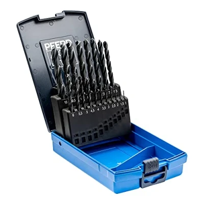 Image of PFERD Steel Twist Drill Set, 19 Pieces, Diameter 1 10 mm, HSS G N, DIN 338, 118, 25203701, Universal use