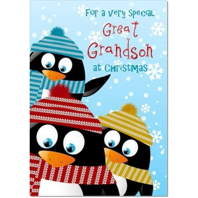 Image of doodlecards Great Grandson Cute Christmas Card Medium Size with Plain Envelope