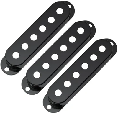 Image of Musiclily Pro 52.5mm Plastic Single Coil Pickup Covers Set for USA/Mexican Strat ST Style Electric Guitar, Black (Set of 3)
