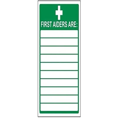 Image of V Safety 31008AN S First Aiders Sign Portrait 150mm x 200mm Self Adhesive Vinyl, Green