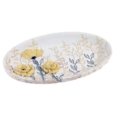 Image of Avanti Linens Vanity Tray, Countertop Décor, Poppy Blooms Inspired Home Décor (Marielle Collection, Yellow)