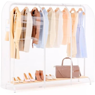 Image of HANGERWORLD 6ft Transparent Clothes Garment Zipped Rail Cover with Document Pocket