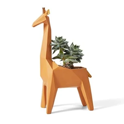 Image of Amoy Art Giraffe Gifts Planter Animal Decor Statue Modern Sculpture Figurine Succulent Cacuts Pot Centerpiece Ornament Polyresin Arts Crafts 23cm