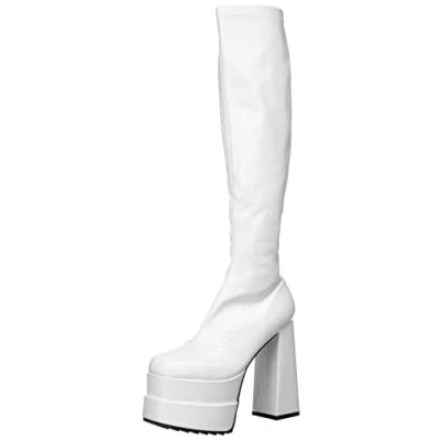 Image of Lamoda Womens Chunky Ankle Boots Crybaby Round Toe Platform Heels with Zipper Black Size UK 7