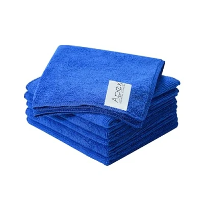 Image of Apex Business Supplies Microfibre Cloth Pack Of 5 Blue 32 X Cm Reusable cleaning cloths, Kitchen Streak free &amp; lint cloth, Super Absorbent Microfiber