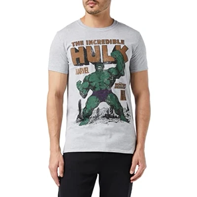 Image of Marvel Men&#039;s Hulk Rage T Shirt, Grey (Grey Marl Spo), M UK