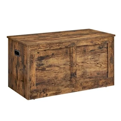 Image of VASAGLE Storage Chest, Bench, Blanket Box with 2 Safety Hinges, Shoe 40 x 80 46.5 cm, for Hallway, Bedroom, Living Room, Rustic Brown LSB064K01