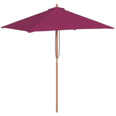 Image of vidaXL Garden Parasol with Wooden Pole 150x200 cm Bordeaux Red