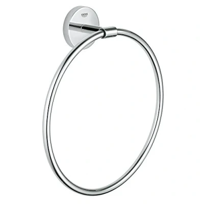 Image of GROHE Baucosmopolitan Towel Ring, Chrome Finish, Concealed Fastening 40460001
