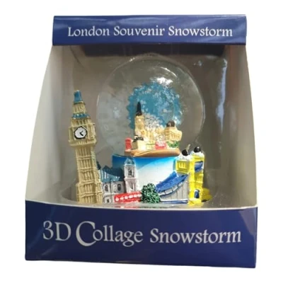Image of Snow Globes Small 3D Collage, Detailing London Landmarks Big Ben, Tower Bridge etc. Souvenir