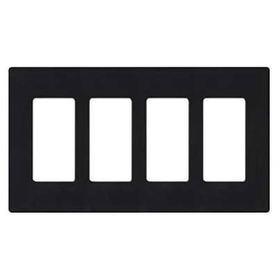 Image of Lutron Claro 4 Gang Decorator/Rocker Wallplate, Gloss, Black (1 Pack) CW BL