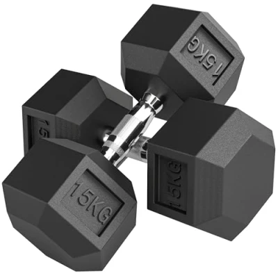 Image of HOMCOM 30KG Rubber Hex Dumbbell Portable Hand Weights for Home Gym Workout Fitness