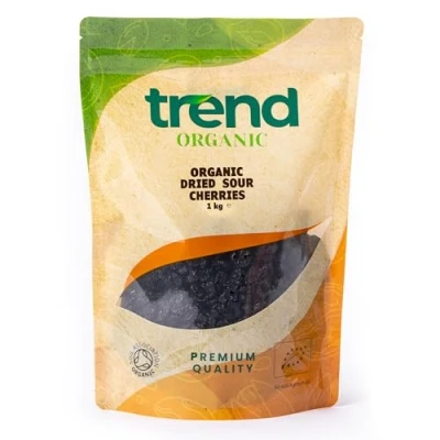 Image of Trend Organic Dried Sour Cherries Pitted Ideal for Snacking or Infusing a Tart Twist into Your Culinary Delights Certified Organic, Vegan, Non GMO, No Additives, Unsulphured, 1kg