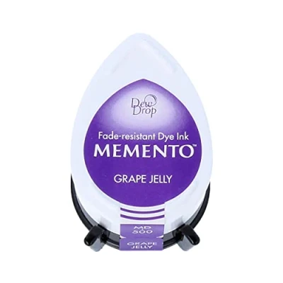 Image of Tsukineko Memento Dew Drop Ink Pads for Stamping Purple, Grape Jelly Small Translucent Waterproof, Archival Embossing