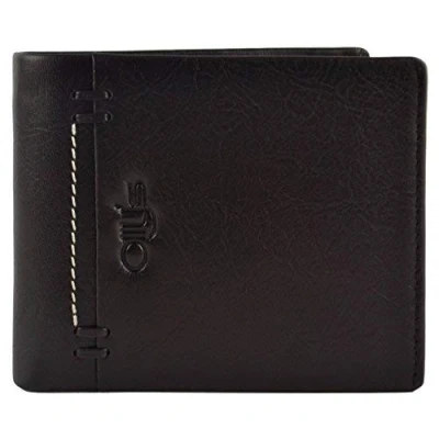 Image of Mens Fine Grain Classic Leather Wallet by OLLY&#039;s; Banks Collection Gift Boxed (Dark Brown)