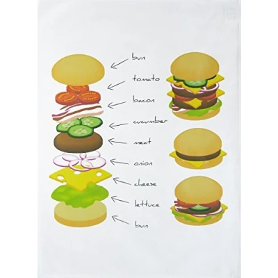 Image of Half a Donkey the Order of Hamburger Stack Large Cotton Tea Towel