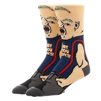 Image of EZB The Goonies Sloth Hey You Guys Horror Film Character Beige &amp; Blue Crew Socks Gift Idea for Men Women Size 5 10