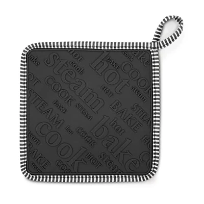 Image of Zeal Silicone Square Trivet Mat &amp; Hot Pot Holder Gingham Red (20cm/8) Dark Grey, V119T
