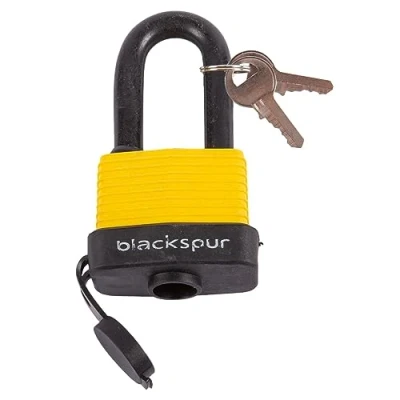 Image of Yellow 5cm Long Shackle Laminated Steel Weatherproof Padlock By Blackspur
