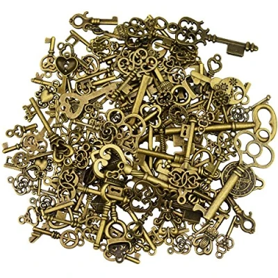 Image of 125Pcs Antique Bronze Vintage Skeleton Key Charms DIY Necklace Pendant for Wedding Party Favor &amp; Birthday