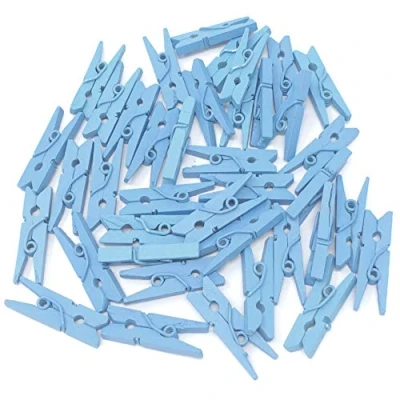 Image of 25mm Mini Blue Wooden Clothes Peg Craft For Vintage Wedding Party Decoration Scrapbook (100)