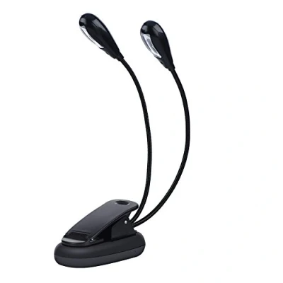 Image of Music Stand Light, Piano Lights Clip On Double Arms LED Book Light 8 Beads Adjustable Night Sheet Reading Lamp Rechargeable Flexible Eye Care for Headboard Desk Travel Bookworms Kids