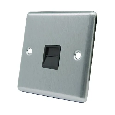 Image of AET CSCTELSBL Satin Chrome Classical Telephone Slave Black Insert BT Phone Extension Secondary Socket, 240 V