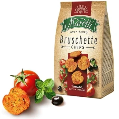 Image of Maretti Bruschette Chips 70g (Tomato, olives &amp; oregano, Pack of 7)