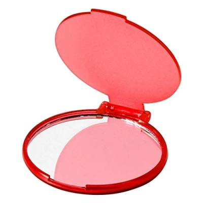 Image of eBuyGB Compact Cosmetic Handbag Folding Pocket Vanity Mirror Toiletry Bag, Red