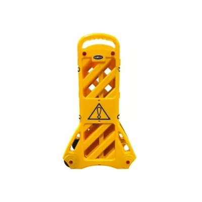Image of Way4Now Yellow Plastic Expandable Safety Barrier Lightweight Portable Ideal for use in warehouses, construction sites, retail stores, maintenance areas, and public spaces Size: 4 Meters