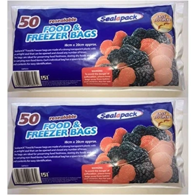 Image of 4 x 50 Resealable Food &amp; Freezer Bags 18cm 20cm
