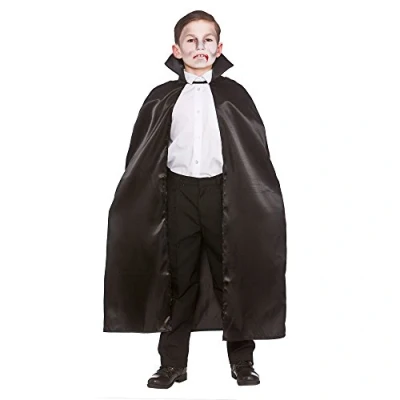 Image of Wicked Costumes Kids Unisex Deluxe Satin Vampire Cape with Collar BLACK (One Size)