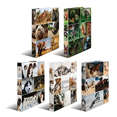 Image of HERMA Ring Binder Animals, Assorted, A4, 35 mm Spine, Slim 4 made of Cardboard, Pack 10