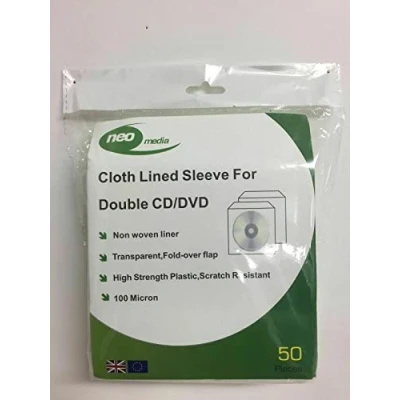 Image of Refresh Cartridges Neo Media 100 Micron Cloth Lined CD/DVD Double Sleeves 50 Pack