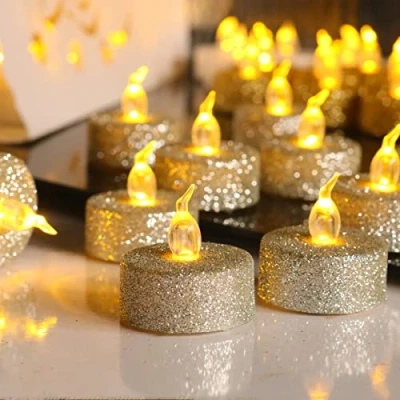 Image of PERZOE 12Pcs LED Candles Flameless Lights Flickering Battery Operated Tea Electric Fake Silver