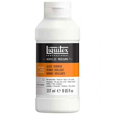 Image of Liquitex 6208 Professional Gloss Varnish for Acrylic Paints, Archival Quality, Does Not Yellow, Dries Clear 237 ml Bottle
