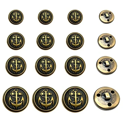 Image of 40 Pcs Metal Blazer Button Set Copper Buttons, Vintage Style Suit Coat Buttons (Bronze)