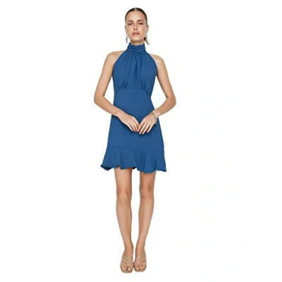 Image of Trendyol Women Mini A line Regular fit Woven Dress Navy Blue