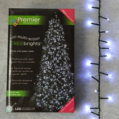 Image of 1,000 LED (25 meters of Lit Length) Premier TreeBrights Cluster Christmas Tree Lights in Cool White