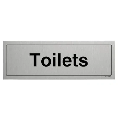 Image of V Safety General Door Toilets Sign 300mm x 100mm 3mm Brushed Alu Comp