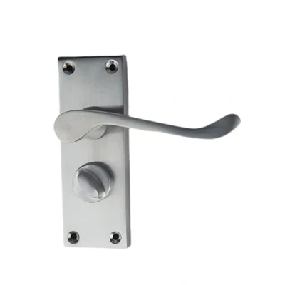 Image of Golden Grace Victorian Scroll Satin Brushed Chrome Privacy Premium Door Handles 120 x 40mm
