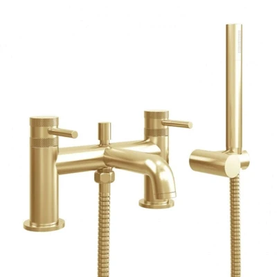 Image of Orbit Core Bath Shower Mixer Tap with Kit and Wall Bracket Brushed Brass